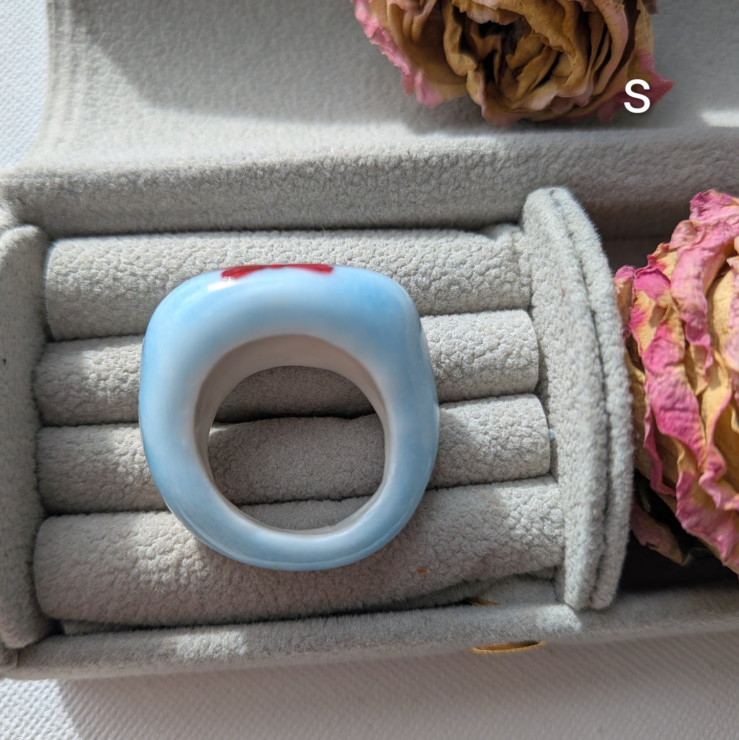Lover's Eye - Bleu glacier et rouge cerise